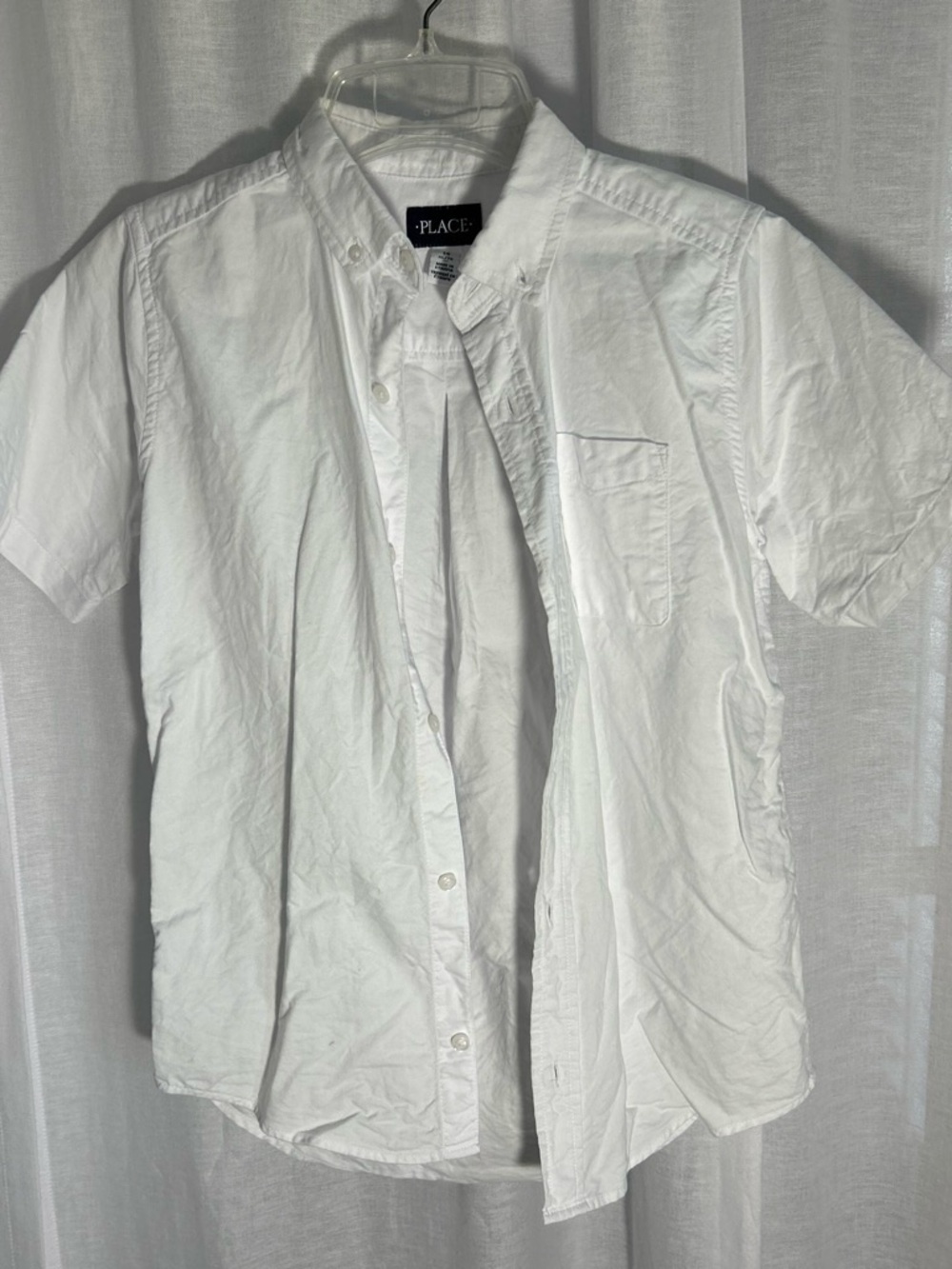 Place White Short-Sleeve Button-Down Shirt